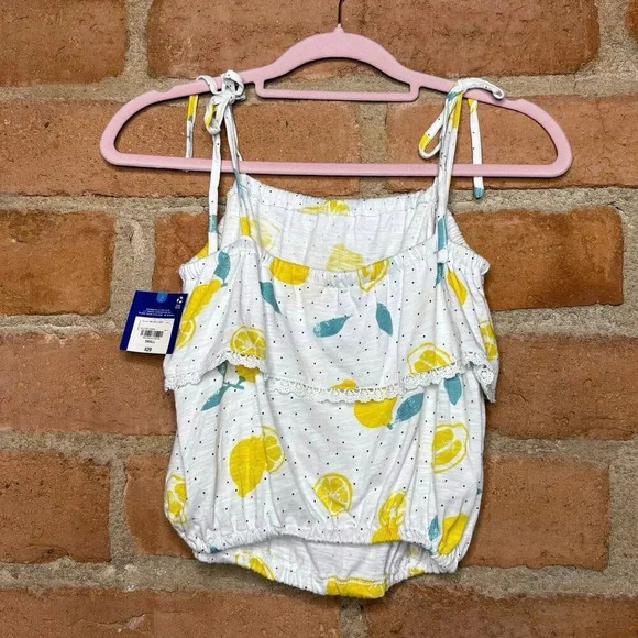 Summer Light Lemon yellow Arizona Bubble crop tie top tank juniors Small NWT - Picture 5 of 5